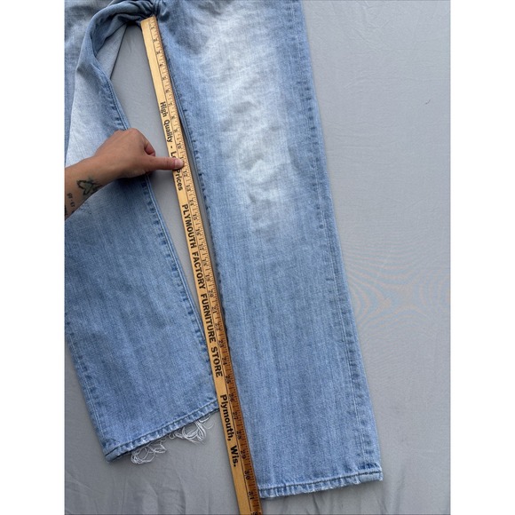 American Eagle Jeans Mens 30x32 Blue Denim Original Straight Grunge‎ Distressed - Picture 9 of 10